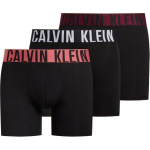 Calvin Klein Boxer Briefs (3-pack), heren boxers extra lang, zwart met gekleurde tailleband -  Maat: XS