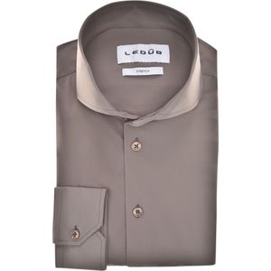 Ledub slim fit overhemd, popeline, middengrijs