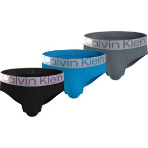 Calvin Klein Hipster Briefs (3-pack), heren slips, zwart, kobalt, donkergrijs - Maat: S