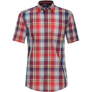 3 voor 99 | Redmond comfort fit overhemd, korte mouw, popeline, rood geruit