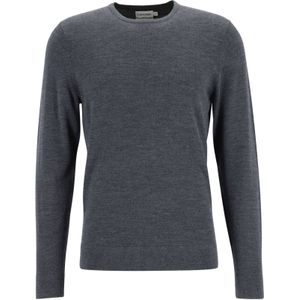 Calvin Klein trui met O-hals wol, antraciet grijs melange -  Maat: M