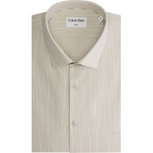 Calvin Klein slim fit overhemd, Poplin Logo Print Slim Shirt, beige dessin 45