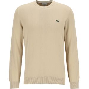 Lacoste - Basic Ronde Hals Gebreide Jersey - Beige - Katoen - Heren