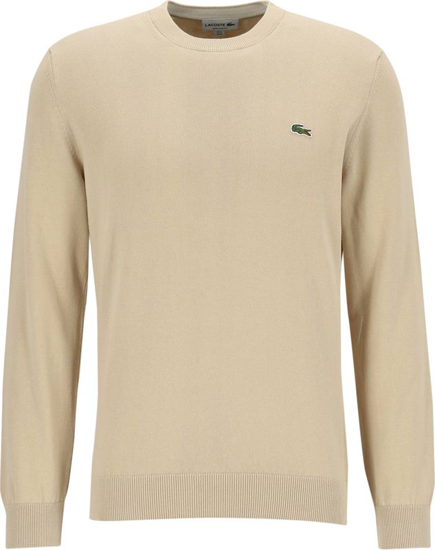 Lacoste - Basic Ronde Hals Gebreide Jersey - Beige - Katoen - Heren