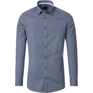 VENTI - Multicolor Fantasie - Overhemd - Blauw - 100% Katoen, Strijkvriendelijk, Boordmaat: 39
