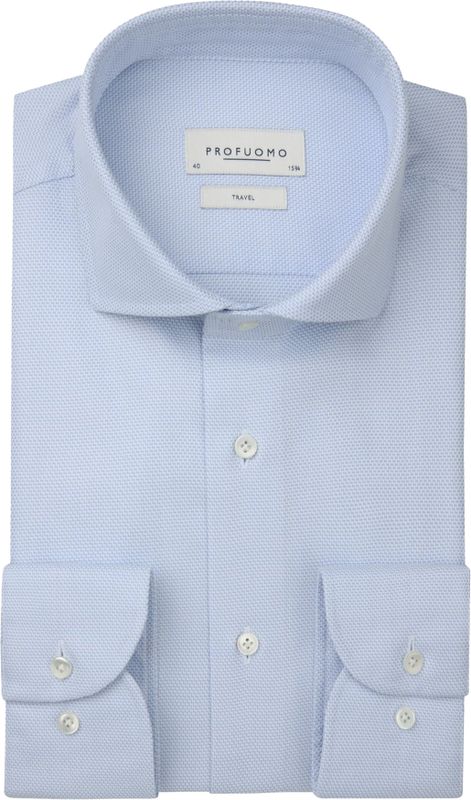 Profuomo slim fit heren overhemd, dobby, lichtblauw