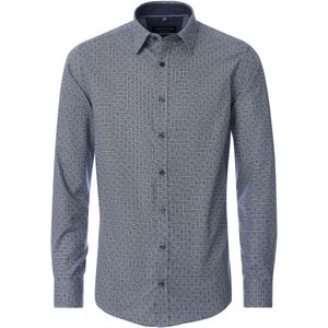 CASA MODA - Multicolor Fantasie - Overhemd - Blauw - Comfort Fit - Strijkvriendelijk