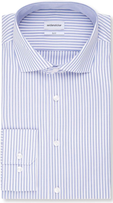 Seidensticker slim fit overhemd, popeline, blauw gestreept