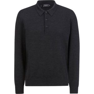 MAERZ Classic Fit heren trui met polokraag wol, antraciet grijs