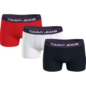 Tommy Hilfiger Jeans heren boxers normale lengte (3-pack), trunk, rood, wit, blauw -  Maat: S