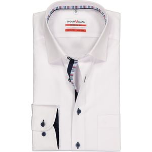 MARVELIS modern fit overhemd, mouwlengte 7, popeline, wit (contrast) 46