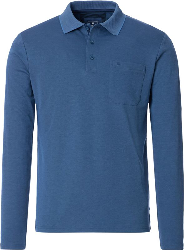 Redmond regular fit polo lange mouw, jersey, blauw