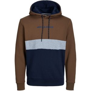 JACK & JONES Reid blocking sweat hood regular fit, heren hoodie katoenmengsel met capuchon, camel bruin