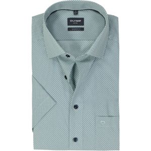 OLYMP modern fit overhemd, korte mouw, popeline, groen dessin