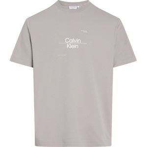 Calvin Klein Optic Line Logo T-shirt, heren T-shirt korte mouw O-hals, grijs -  Maat: 3XL