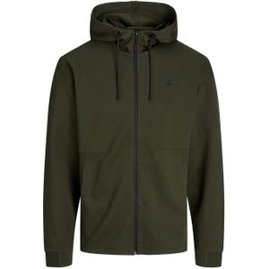 JACK & JONES Jax sweat zip hood regular fit, heren sweatvest katoenmengsel met capuchon, donker olijfgroen