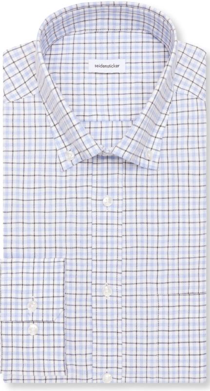 Seidensticker - Flanellen Overhemd - Zwart - Regular 1/1 Button-down Kraag Ruit