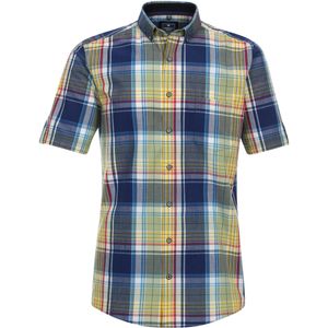 3 voor 99 | Redmond modern fit overhemd, korte mouw, chambray, groen geruit