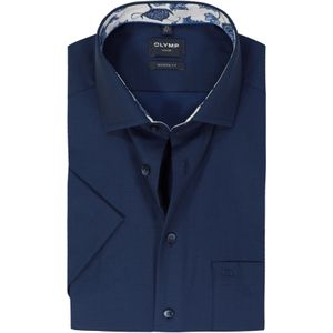 OLYMP modern fit overhemd, korte mouw, structuur, marine blauw