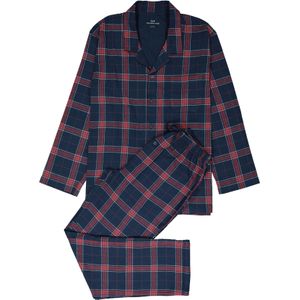 Gotzburg heren pyjama flanel met knoopjes, donkerblauw geruit