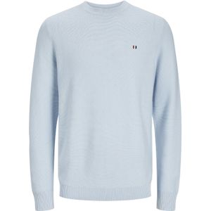 JACK & JONES Roy knit crew slim fit, heren pullover katoen met O-hals, blauw -  Maat: S