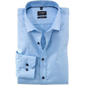 OLYMP No. 6 Six super slim fit overhemd, structuur, bleu geruit