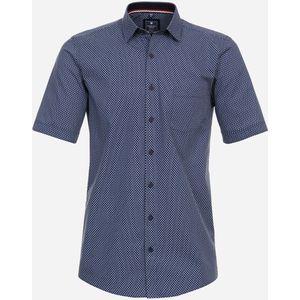 3 voor 99 | Redmond comfort fit overhemd, korte mouw, popeline, blauw dessin 45/46