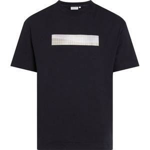 Calvin Klein Grid Graphic T-shirt, heren T-shirt korte mouw O-hals, zwart dessin -  Maat: S