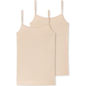 SCHIESSER 95/5 singlet (2-pack), dames spaghettitop biologisch katoen zand -  Maat: 36