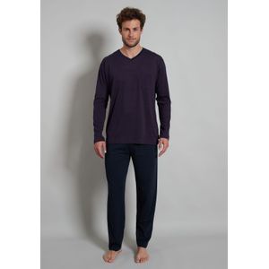 Ceceba heren pyjama V-hals, blauw-paars gestreept