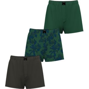 Bjorn Borg Cotton Stretch Jersey boxershorts, heren boxers wijd normale lengte (3-pack), groen, print, grijs