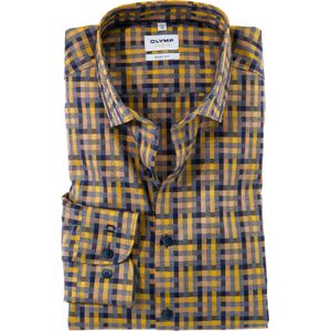 OLYMP Level 5 body fit overhemd, structuur, mais geruit