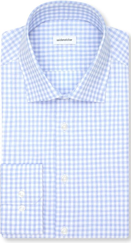 Seidensticker regular fit overhemd, popeline, blauw geruit