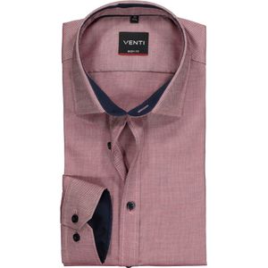 VENTI body fit overhemd, rood met blauw en wit structuur (contrast)