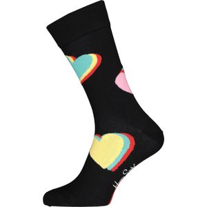 Happy Socks My Love Sock, harten op zwart - Unisex - Maat: 36-40