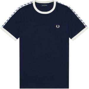 Fred Perry Taped Ringer regular fit T-shirt M6347, korte mouw O-hals, blauw -  Maat: XS