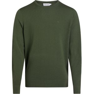 Calvin Klein heren pullover wol, Merino Crew Neck Sweater, groen -  Maat: 3XL