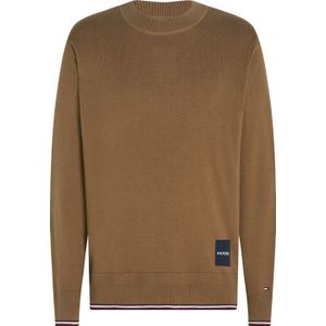 Tommy Hilfiger heren pullover katoen, Monotype Gs Tipped Crew Neck, lichtbruin
