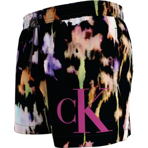 Calvin Klein Short Drawstring swimshort, heren zwembroek, zwart met gekleurd dessin -  Maat: XXL