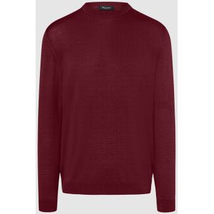 MAERZ Classic Fit heren trui met O-hals wol, wijnrood