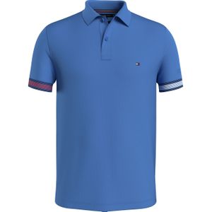 Tommy Hilfiger - Flag Cuff Slim Polo - Heren Poloshirt - Middenblauw
