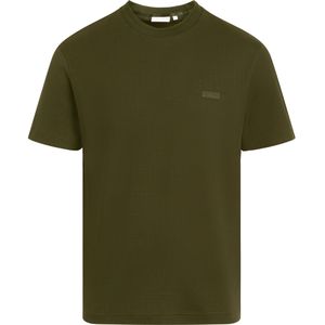 Calvin Klein Mercerized Waffle T-shirt, heren T-shirt korte mouw O-hals, groen -  Maat: L