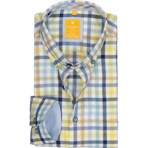3 voor 99 | Redmond modern fit overhemd, popeline, blauw geruit 41/42
