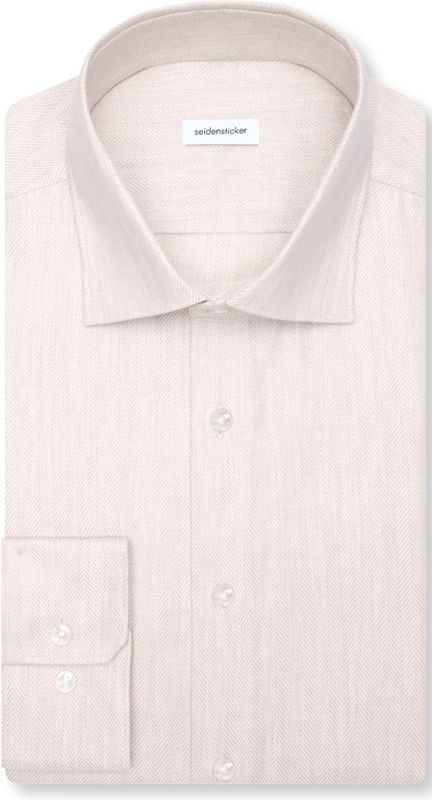 Seidensticker shaped fit overhemd, herringbone, beige