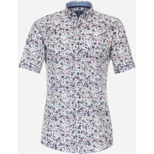 3 voor 99 | Redmond comfort fit overhemd, korte mouw, popeline, blauw dessin 39/40