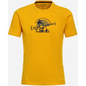 Redmond regular fit T-shirt, korte mouw O-hals, geel (met print) -  Maat: 4XL