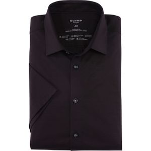 OLYMP 24/7 No. 6 Six super slim fit overhemd, korte mouw, tricot, zwart 36