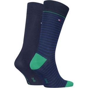 Tommy Hilfiger Small Stripe Sock (2-pack), heren sokken, blauw gestreept