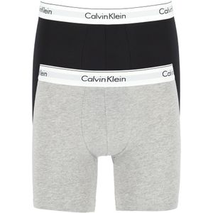 Calvin Klein Modern Cotton boxer brief (2-pack), heren boxers lang, zwart en grijs