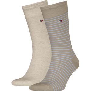 Tommy Hilfiger Small Stripe Sock (2-pack), heren sokken, beige gestreept